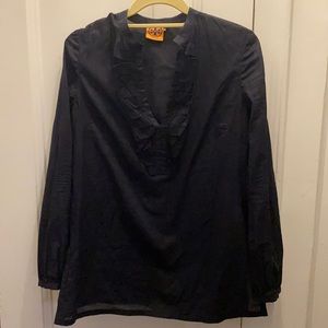 Tory Burch navy linen tunic top